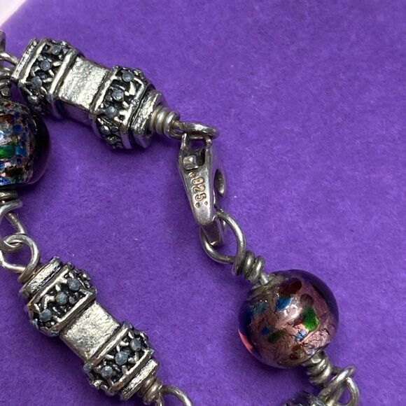 💛 925 Murano Glass Bead Bracelet - Picture 3 of 5